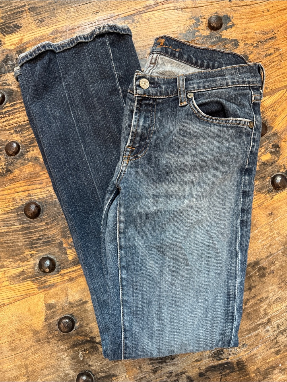 7 For All Mankind Women's Blue Washed Bootcut Jeans